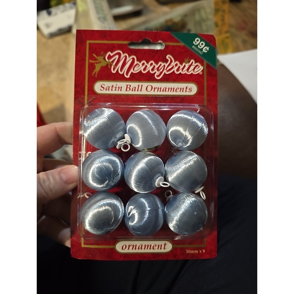 Merry Brite Silver Satin Ball Christmas Ornaments 1.25" NEW VTG Rare Miniature